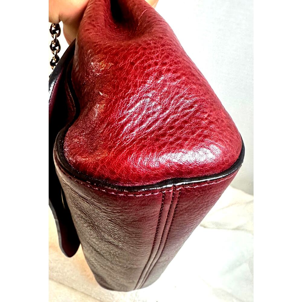 Mulberry Lily Burgundy Oxblood Leather Shoulder Bag Gold Hardware COA - Picture 6 of 16